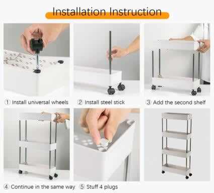 4 Layer Storage Trolley Kitchen Bathroom Rack Tower Cart_5