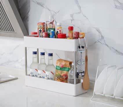 2 Layer Storage Trolley Kitchen Bathroom Rack Tower Cart_0