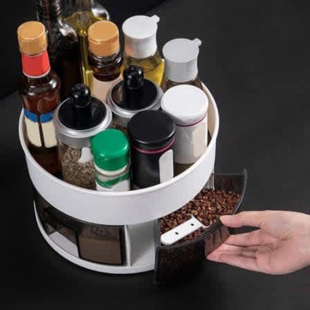 360 Degree Rotation 2 Tier Freestanding Kitchen Organizer Storage Rack_0