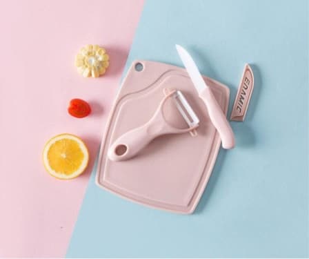 Ceramic Fruit Knives Kitchen Set - Pink_0