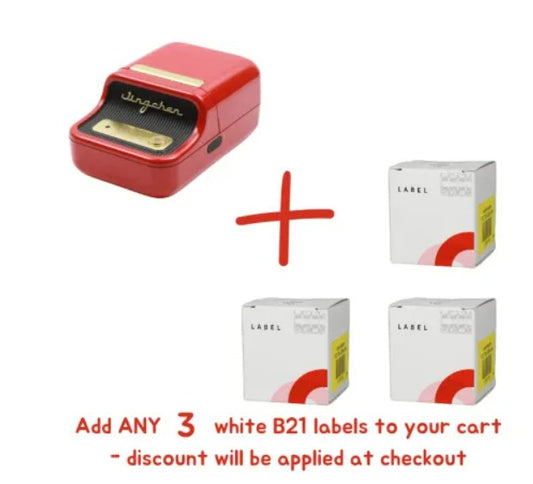 Niimbot B21 Thermal Printer + 3 White Labels - Red_0