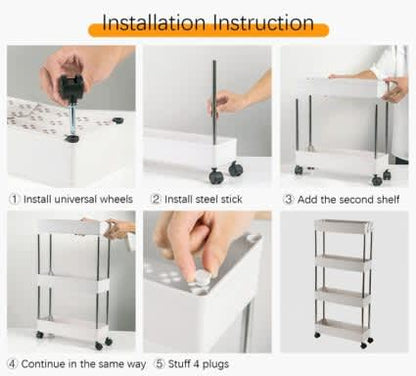 4 Layer Storage Trolley Kitchen Bathroom Rack Tower Cart_5