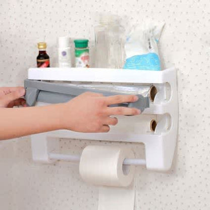Multi-fuctional 4 In 1 Kitchen Storage Holder Rack for Paper Towel/Cling Film/Tin Foil Dispenser_1